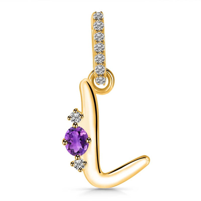 Amethyst & White Topaz Alphabet L Pendant AMT-RDA-38.