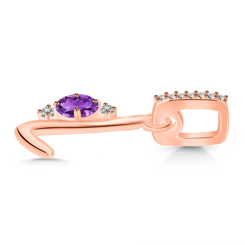 Amethyst & White Topaz Alphabet L Pendant AMT-RDA-38.