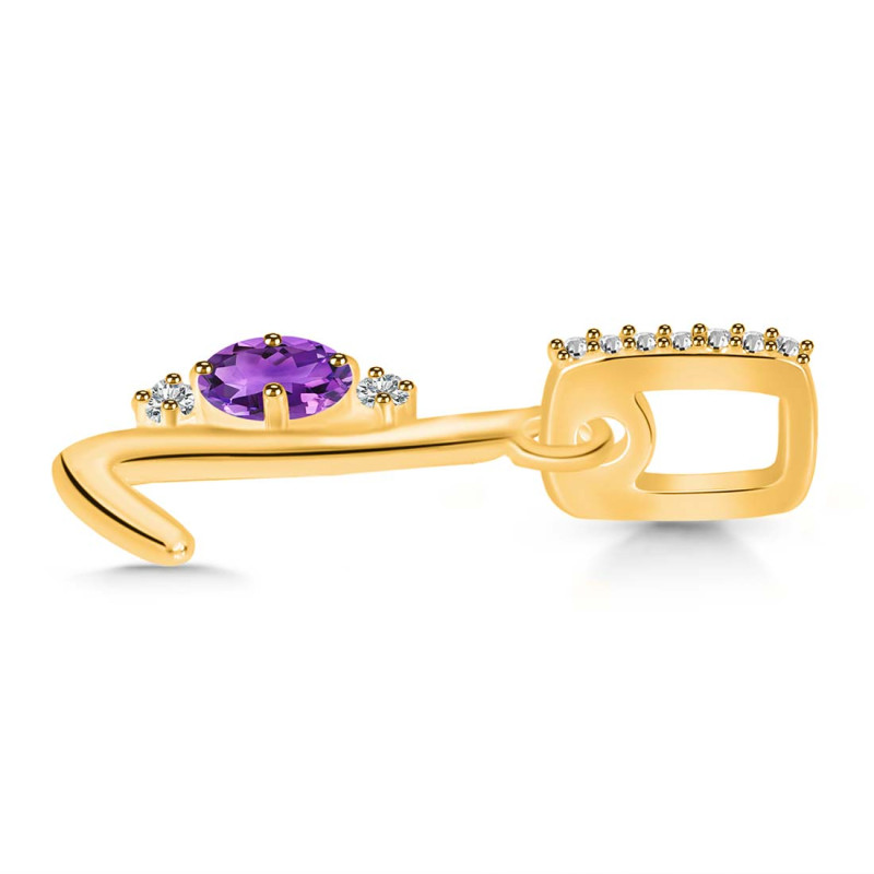Amethyst & White Topaz Alphabet L Pendant AMT-RDA-38.