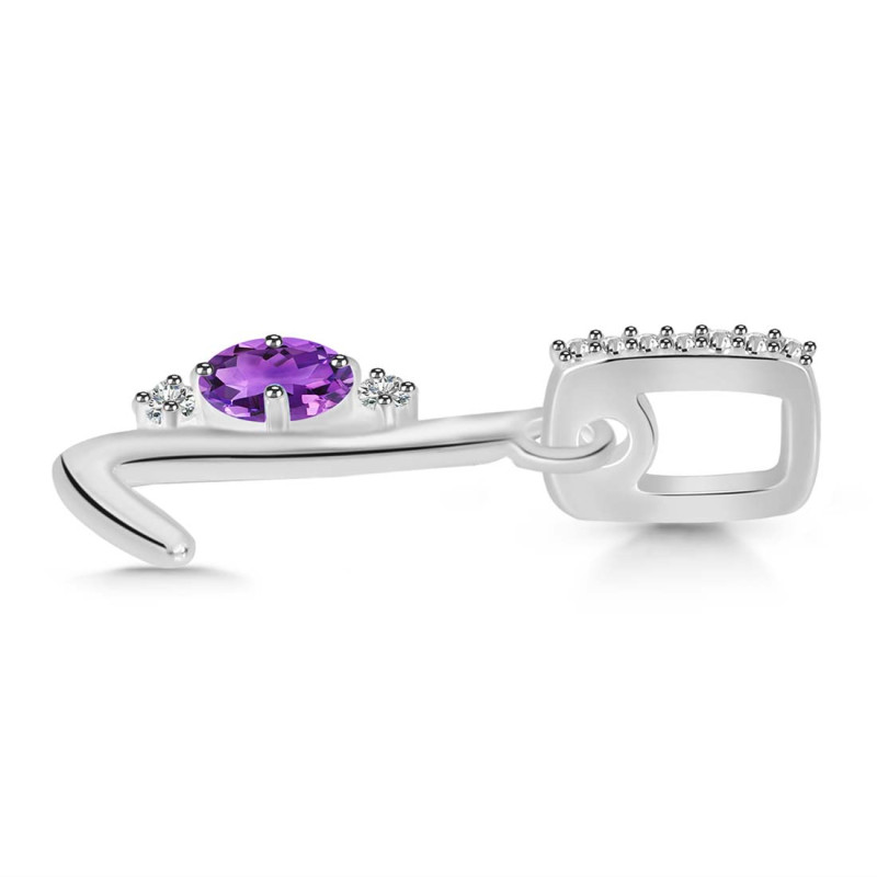 Amethyst & White Topaz Alphabet L Pendant