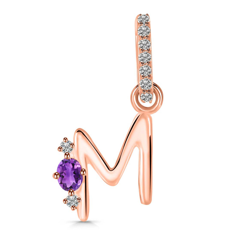Amethyst & White Topaz Alphabet M Pendant AMT-RDA-39.