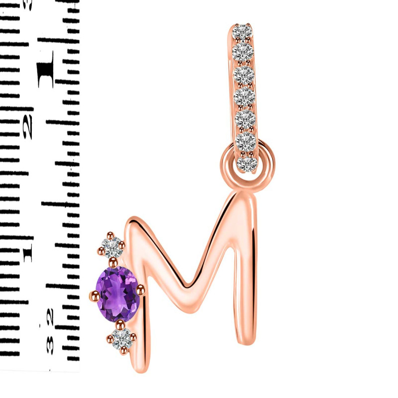 Amethyst & White Topaz Alphabet M Pendant AMT-RDA-39.