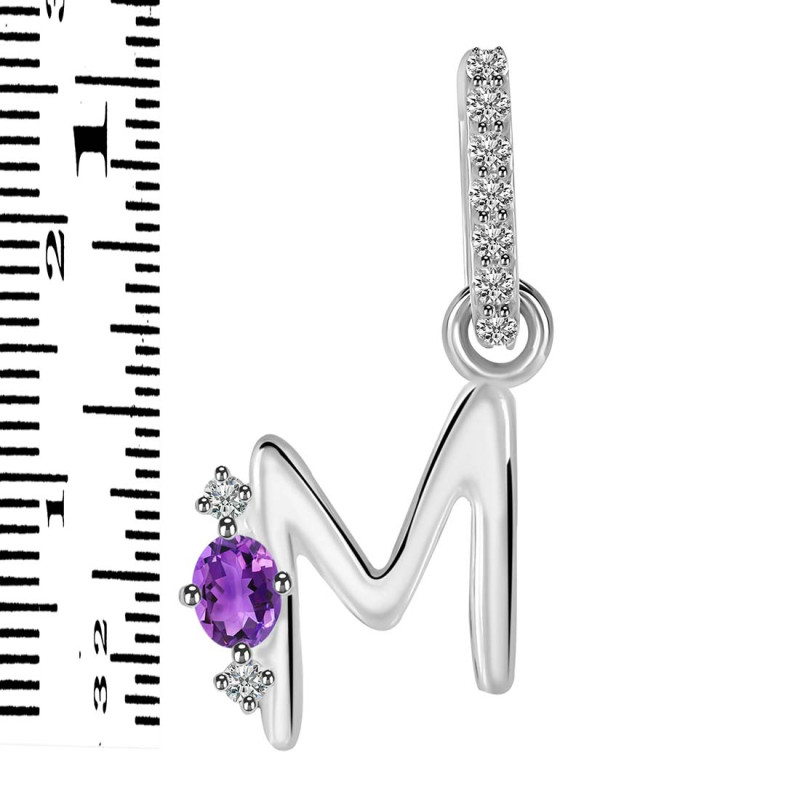 Amethyst & White Topaz Alphabet M Pendant AMT-RDA-39.