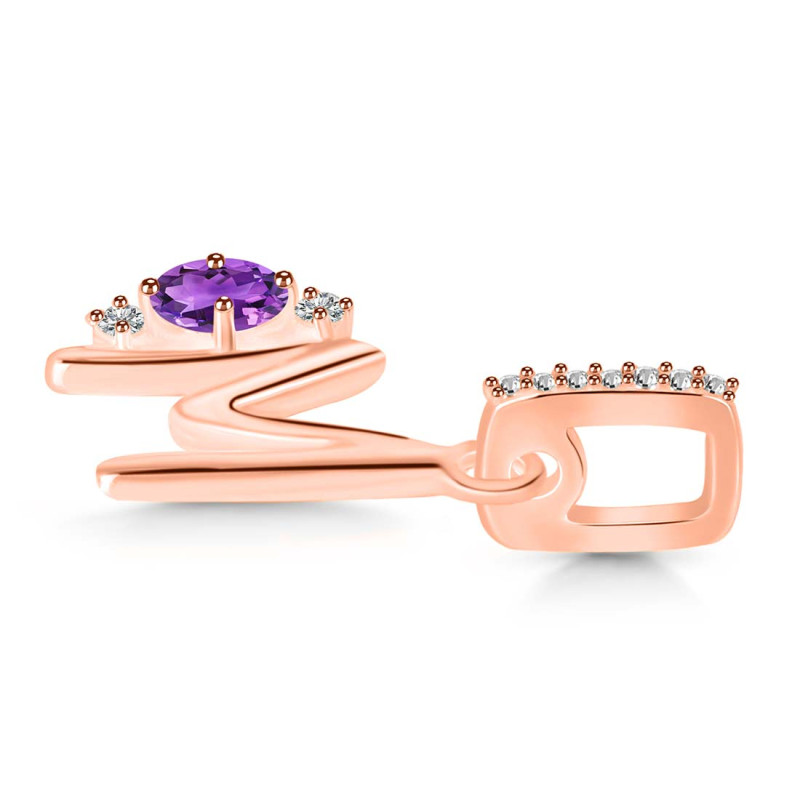 Amethyst & White Topaz Alphabet M Pendant AMT-RDA-39.