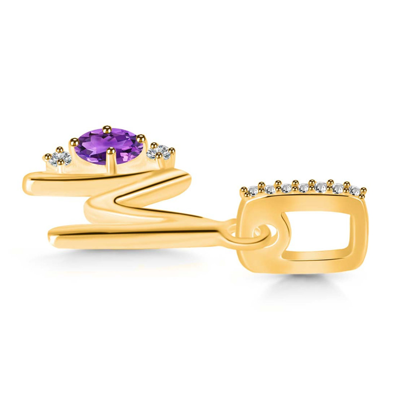 Amethyst & White Topaz Alphabet M Pendant AMT-RDA-39.