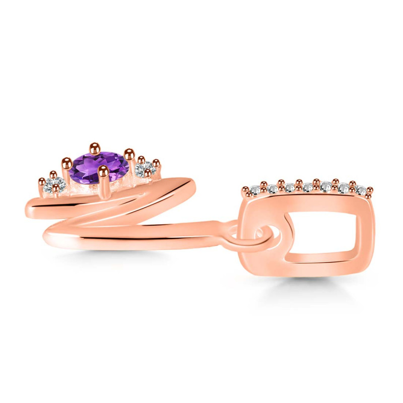 Amethyst & White Topaz Alphabet N Pendant AMT-RDA-40.