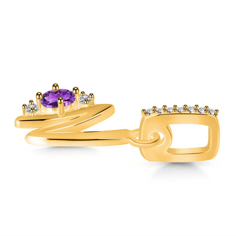 Amethyst & White Topaz Alphabet N Pendant AMT-RDA-40.