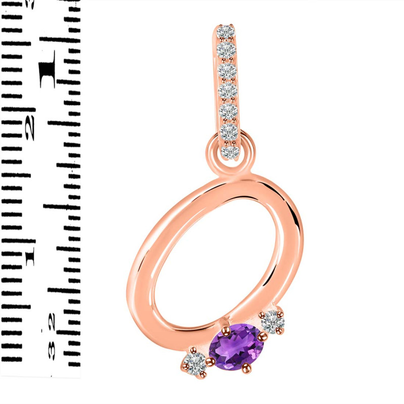 Amethyst & White Topaz Alphabet O Pendant AMT-RDA-41.
