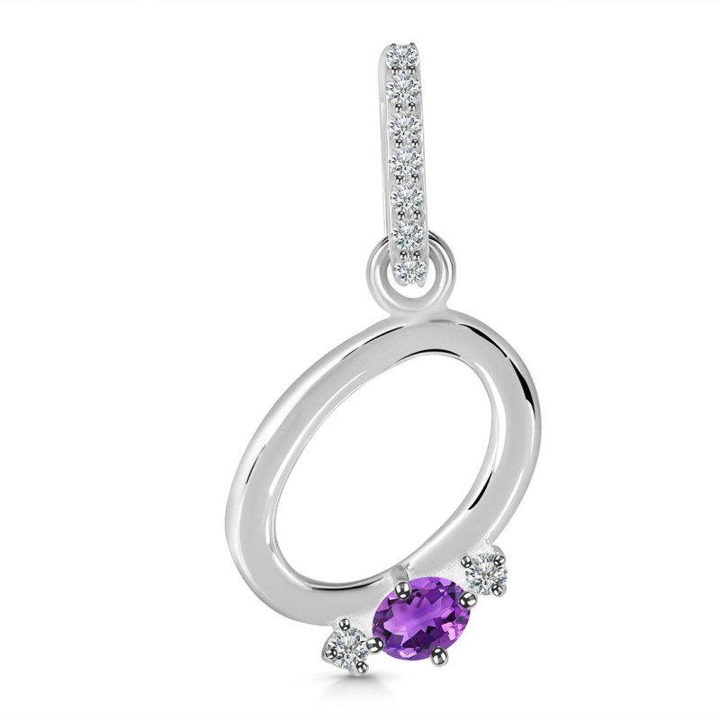 Amethyst & White Topaz Alphabet O Pendant AMT-RDA-41.