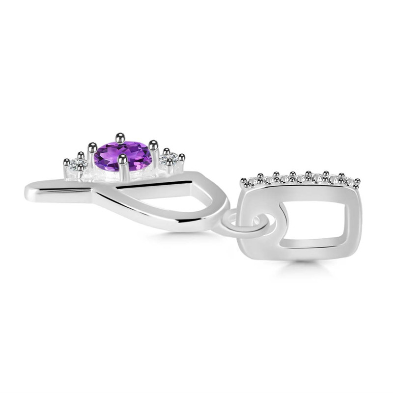 Amethyst & White Topaz Alphabet P Pendant