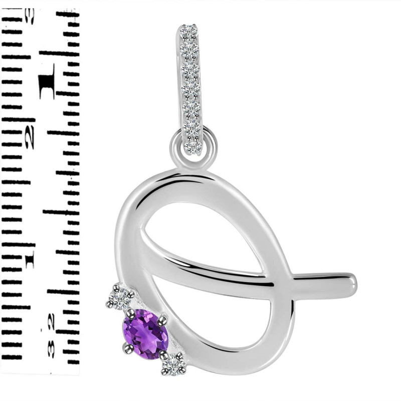 Amethyst & White Topaz Alphabet Q Pendant AMT-RDA-43.