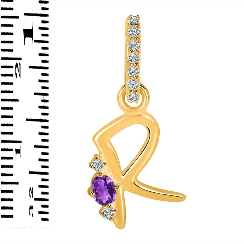 Amethyst & White Topaz Alphabet R Pendant AMT-RDA-44.