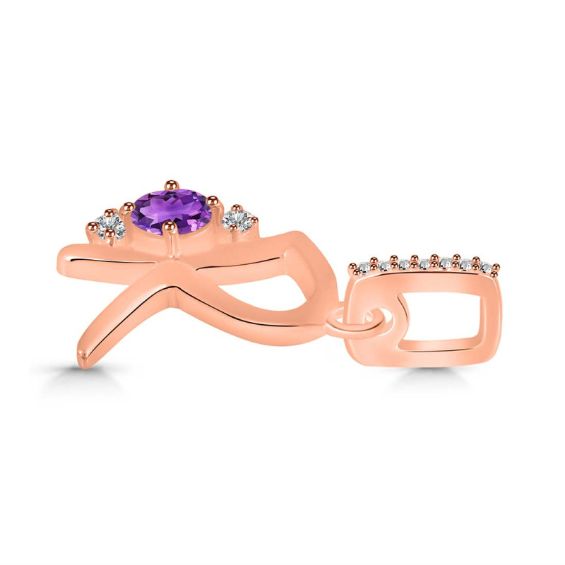 Amethyst & White Topaz Alphabet R Pendant AMT-RDA-44.