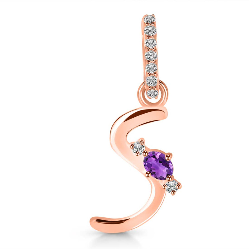 Amethyst & White Topaz Alphabet S Pendant AMT-RDA-45.