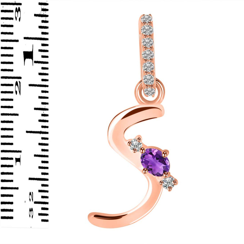 Amethyst & White Topaz Alphabet S Pendant AMT-RDA-45.