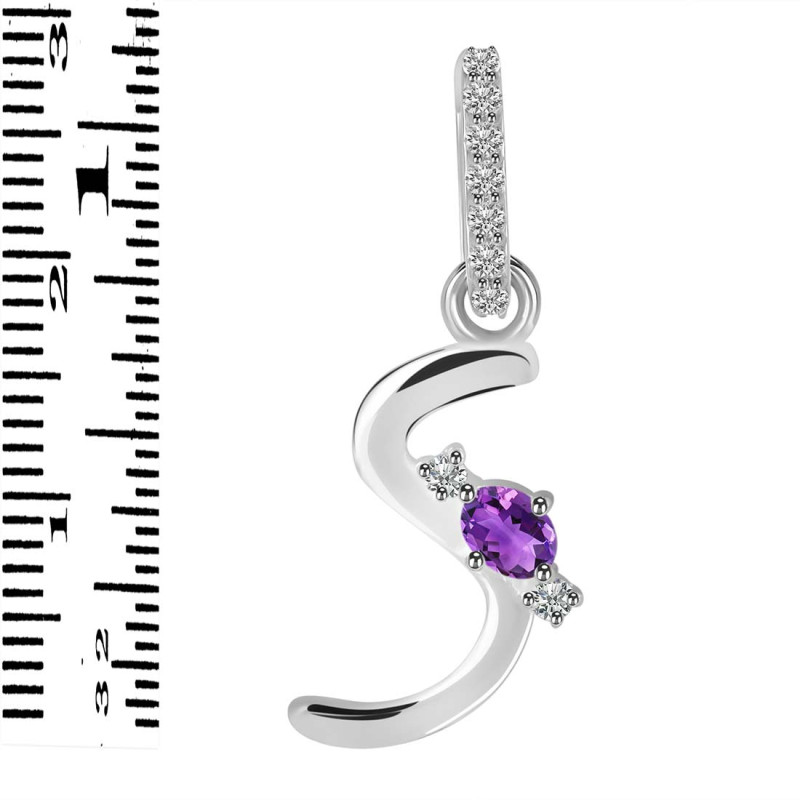 Amethyst & White Topaz Alphabet S Pendant AMT-RDA-45.