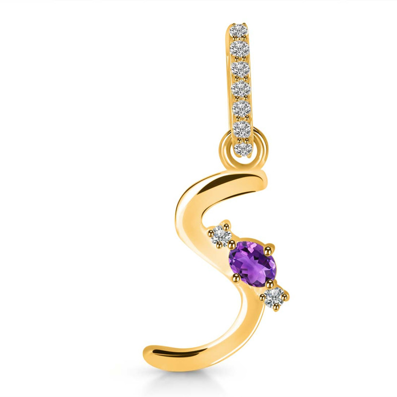 Amethyst & White Topaz Alphabet S Pendant AMT-RDA-45.
