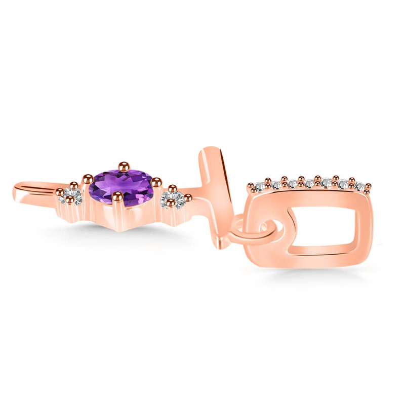 Amethyst & White Topaz Alphabet T Pendant AMT-RDA-46.