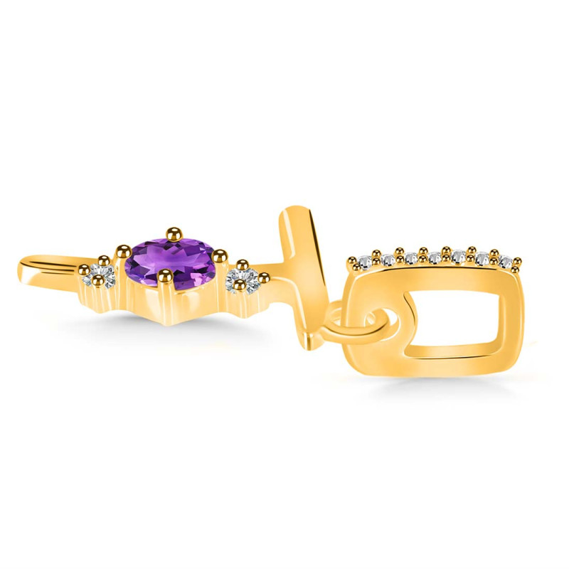Amethyst & White Topaz Alphabet T Pendant AMT-RDA-46.