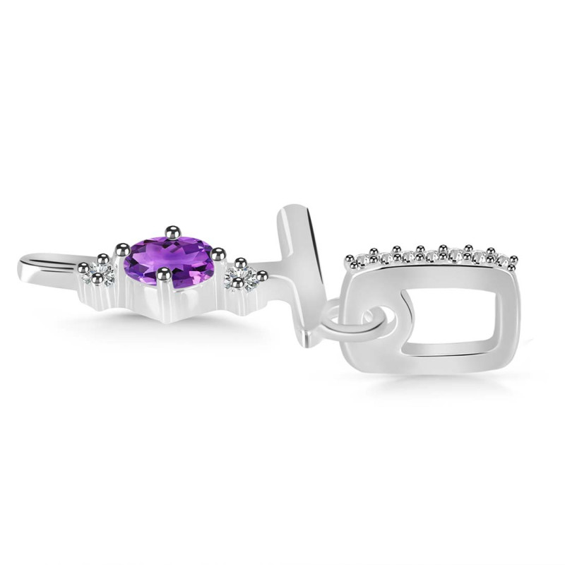 Amethyst & White Topaz Alphabet T Pendant