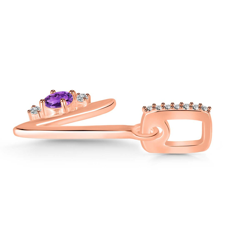 Amethyst & White Topaz Alphabet V Pendant AMT-RDA-48.