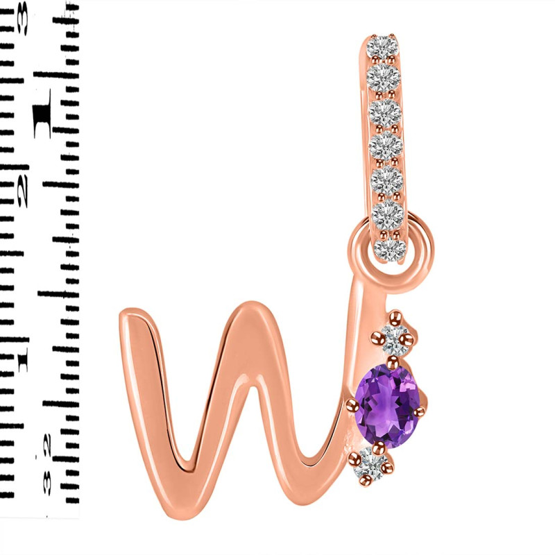 Amethyst & White Topaz Alphabet W Pendant AMT-RDA-49.