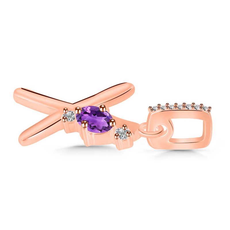 Amethyst & White Topaz Alphabet X Pendant AMT-RDA-50.