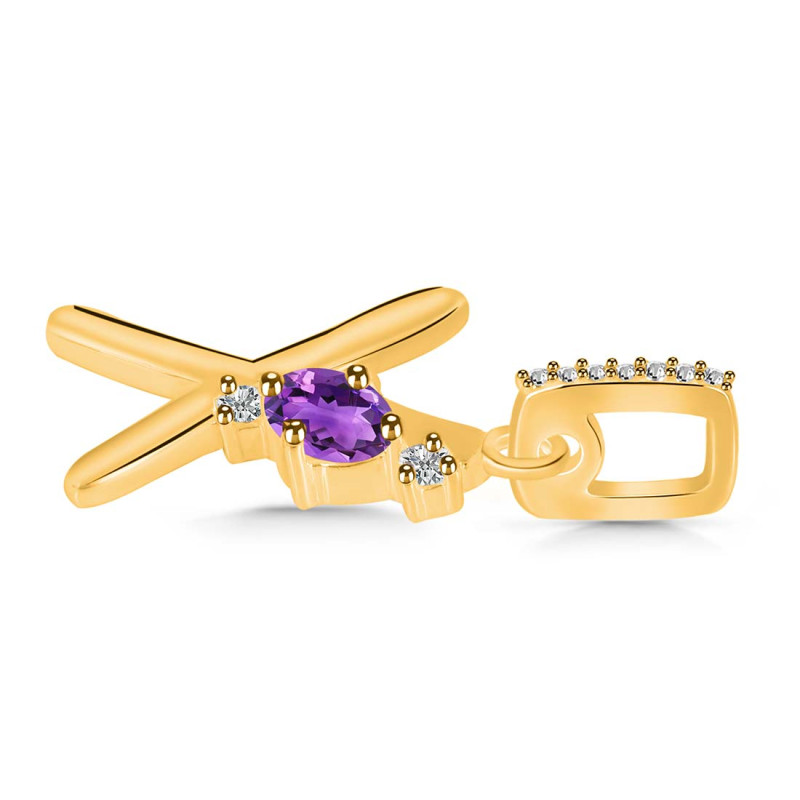 Amethyst & White Topaz Alphabet X Pendant AMT-RDA-50.