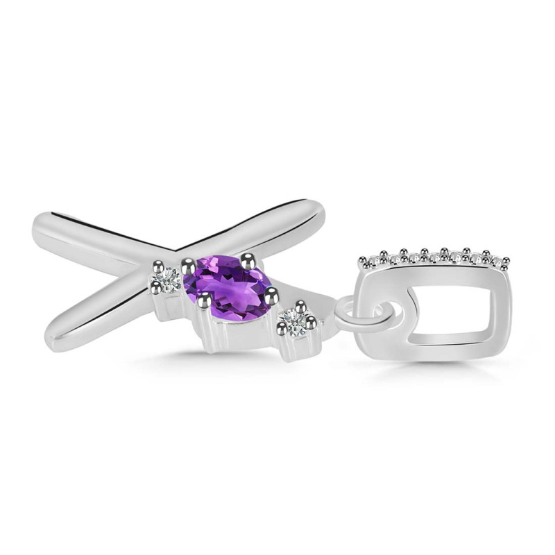 Amethyst & White Topaz Alphabet X Pendant
