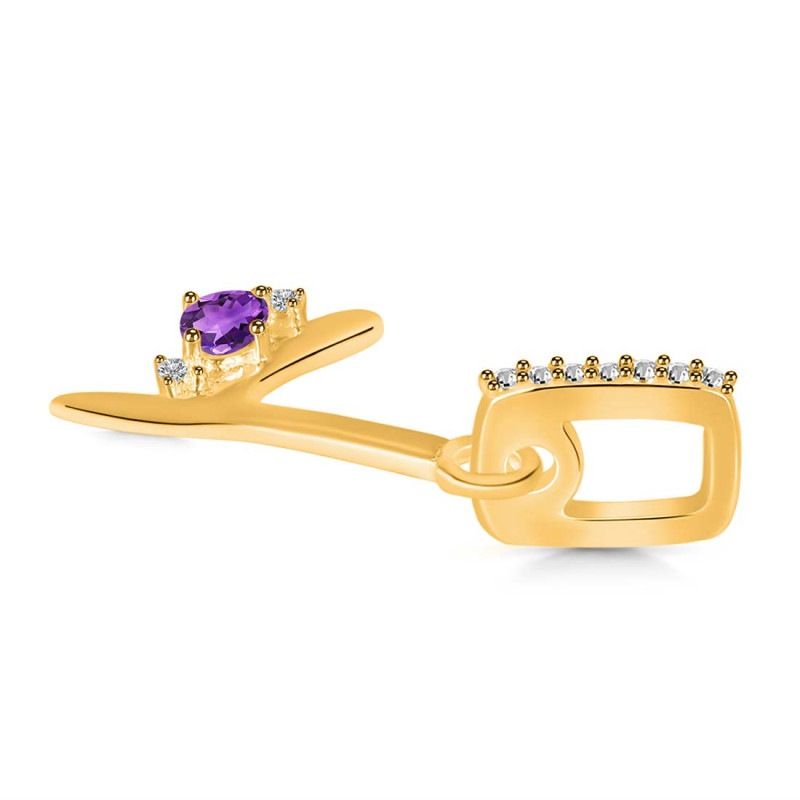 Amethyst & White Topaz Alphabet Y Pendant AMT-RDA-51.