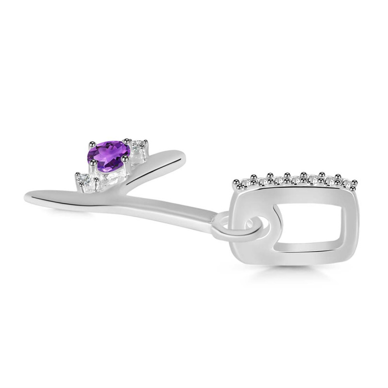 Amethyst & White Topaz Alphabet Y Pendant