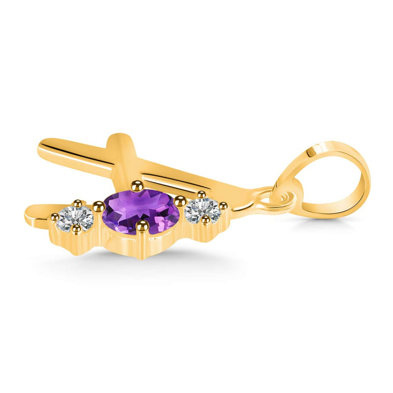 Amethyst & White Topaz Alphabet A Pendant AMT-RDA-53.