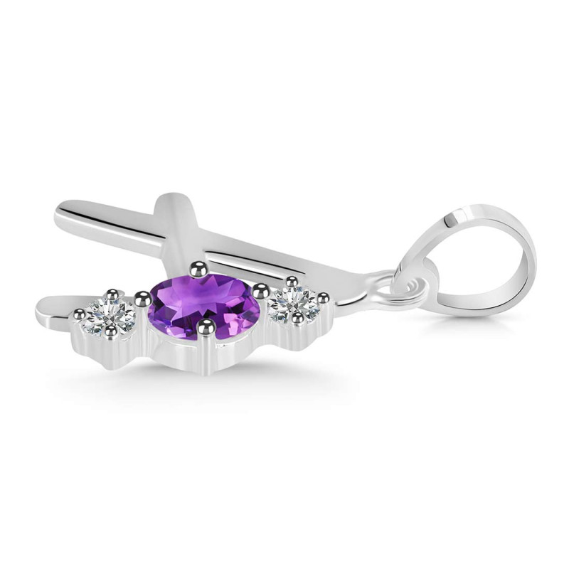 Amethyst & White Topaz Alphabet A Pendant