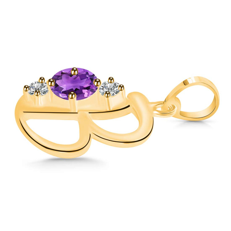 Amethyst & White Topaz Alphabet B Pendant AMT-RDA-54.