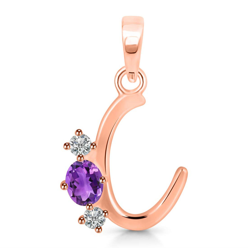 Amethyst & White Topaz Alphabet C Pendant AMT-RDA-55.