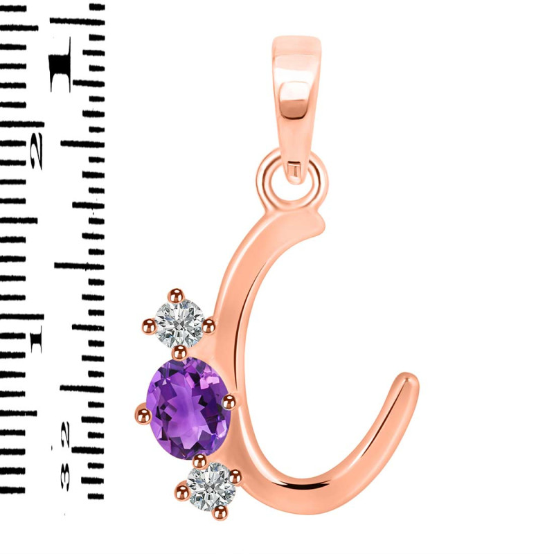 Amethyst & White Topaz Alphabet C Pendant AMT-RDA-55.