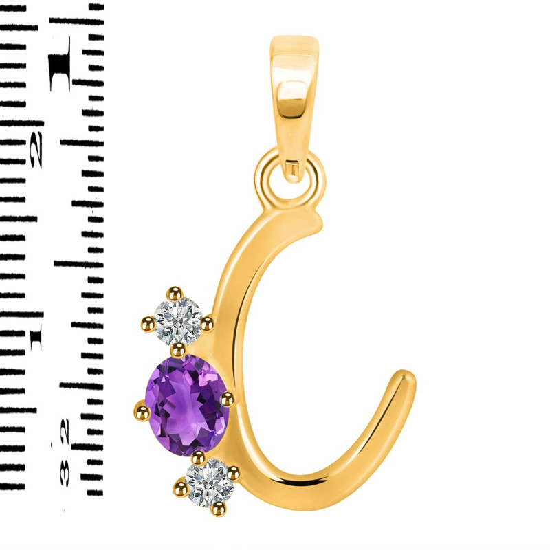 Amethyst & White Topaz Alphabet C Pendant AMT-RDA-55.