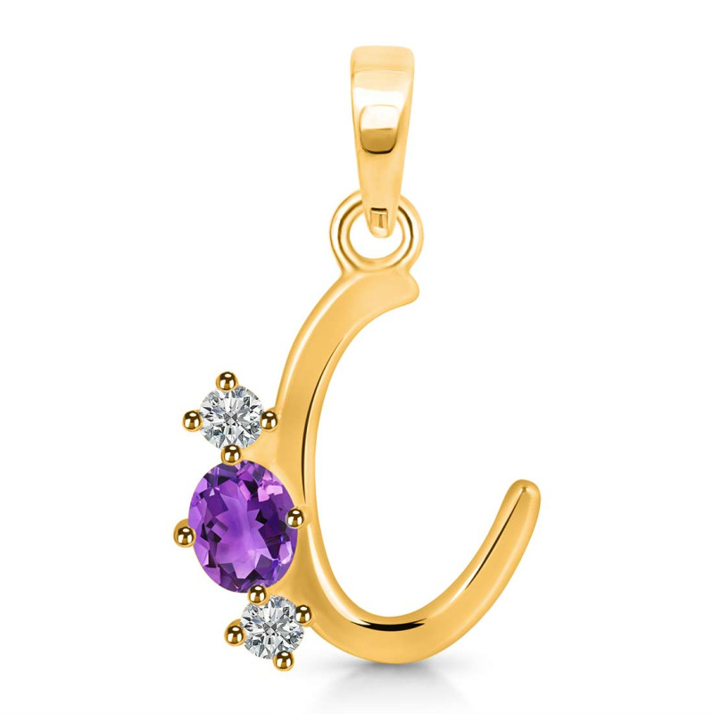 Amethyst & White Topaz Alphabet C Pendant AMT-RDA-55.