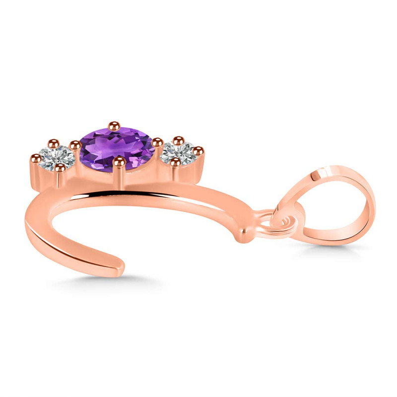 Amethyst & White Topaz Alphabet C Pendant AMT-RDA-55.