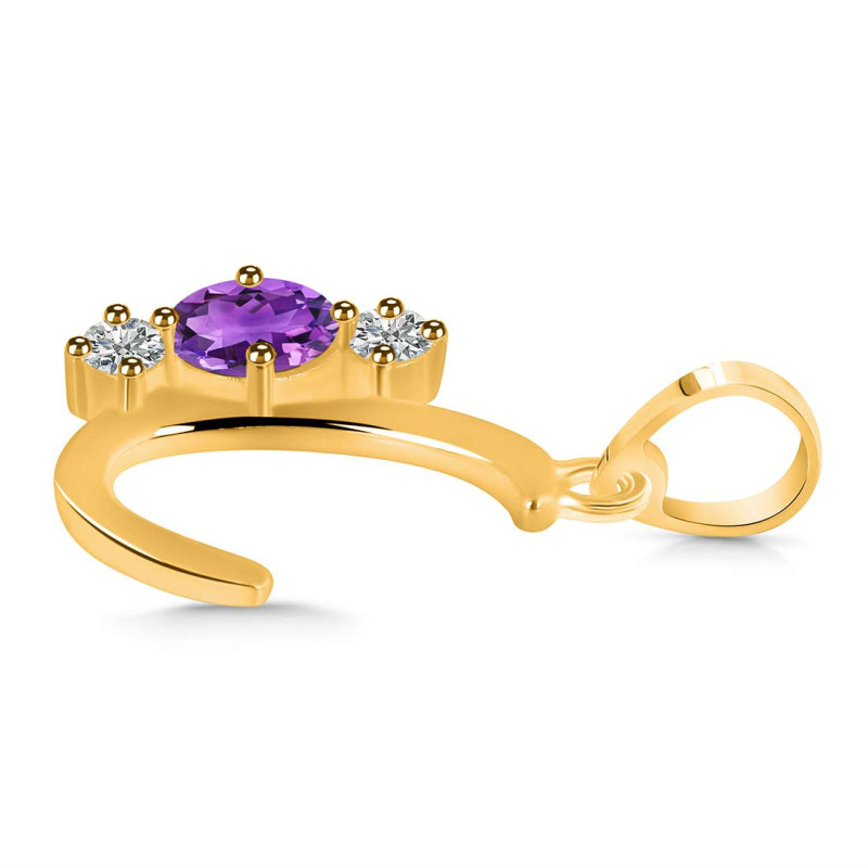 Amethyst & White Topaz Alphabet C Pendant AMT-RDA-55.