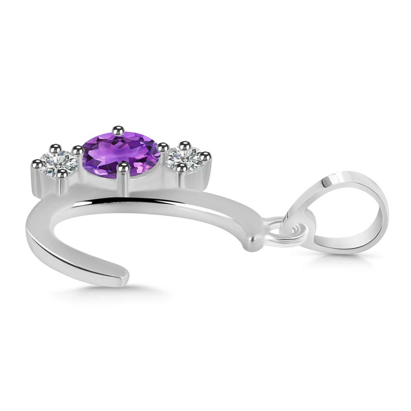 Amethyst & White Topaz Alphabet C Pendant