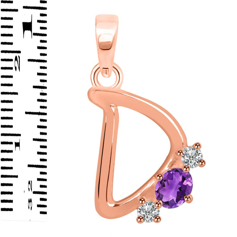 Amethyst & White Topaz Alphabet D Pendant AMT-RDA-56.
