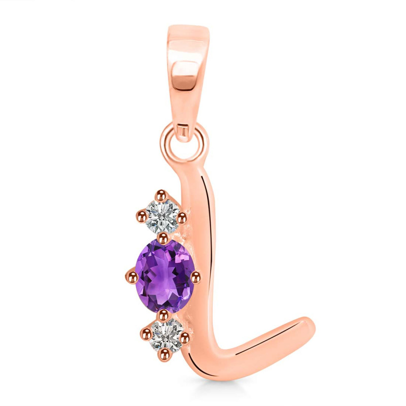 Amethyst & White Topaz Alphabet L Pendant AMT-RDA-64.