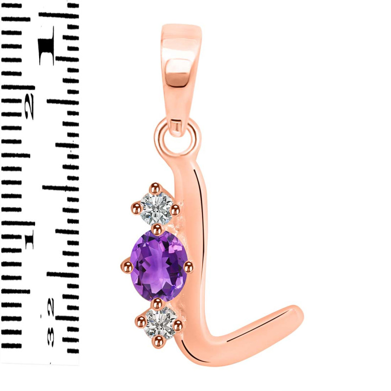 Amethyst & White Topaz Alphabet L Pendant AMT-RDA-64.