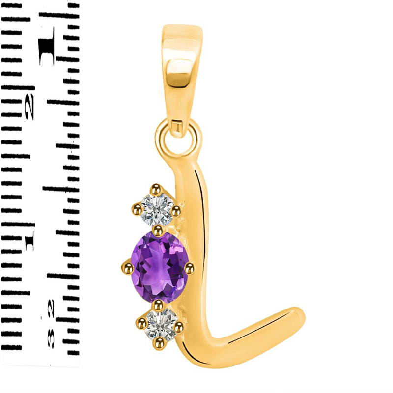 Amethyst & White Topaz Alphabet L Pendant AMT-RDA-64.