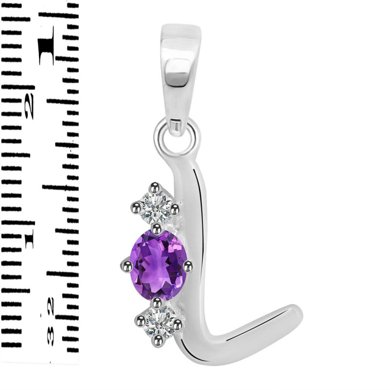 Amethyst & White Topaz Alphabet L Pendant AMT-RDA-64.