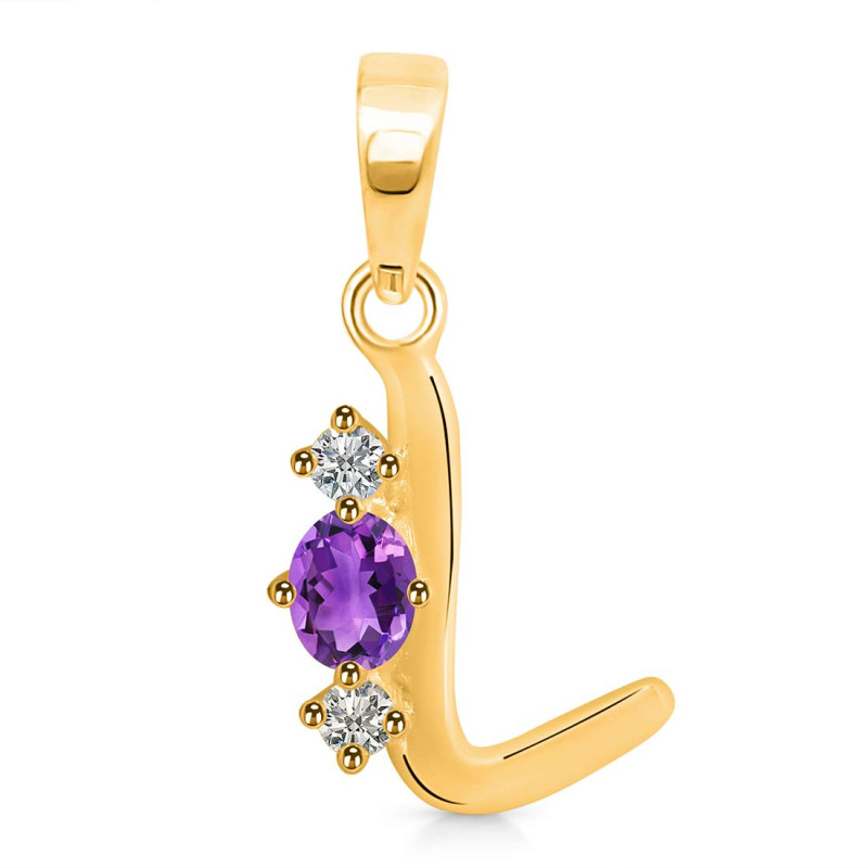 Amethyst & White Topaz Alphabet L Pendant AMT-RDA-64.