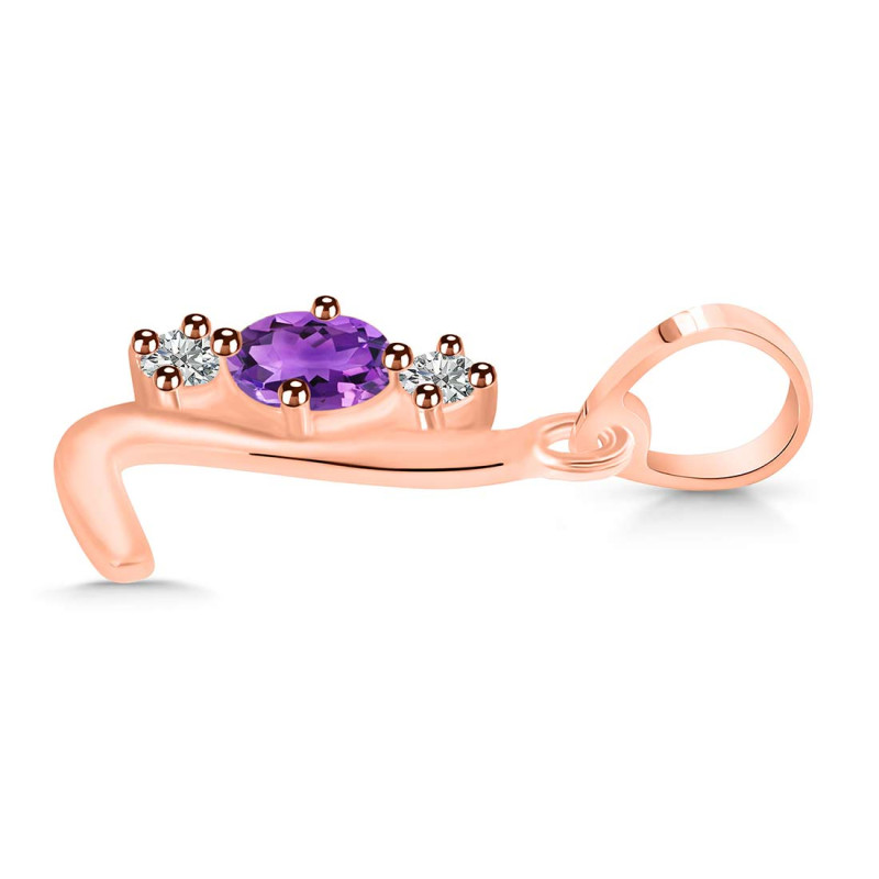 Amethyst & White Topaz Alphabet L Pendant AMT-RDA-64.