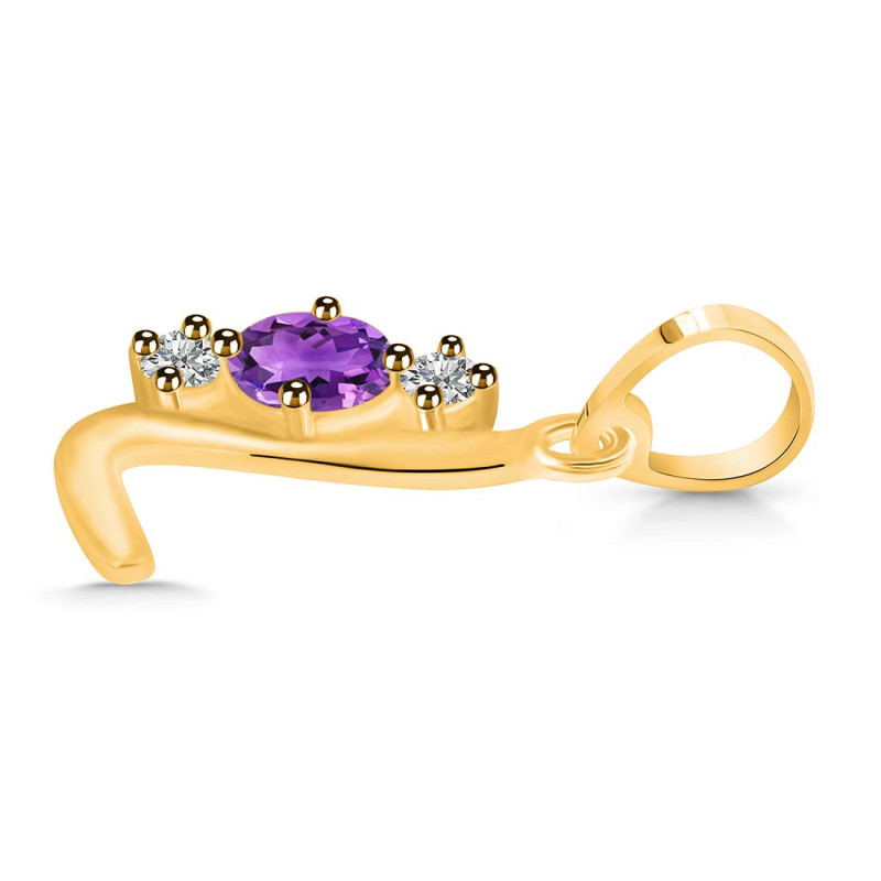 Amethyst & White Topaz Alphabet L Pendant AMT-RDA-64.