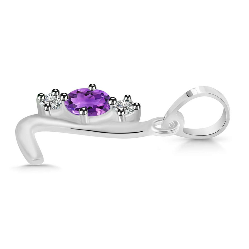 Amethyst & White Topaz Alphabet L Pendant